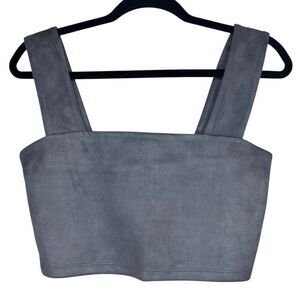 NEW Susana Monaco Silver Faux Suede Wide Strap Crop Top XSmall